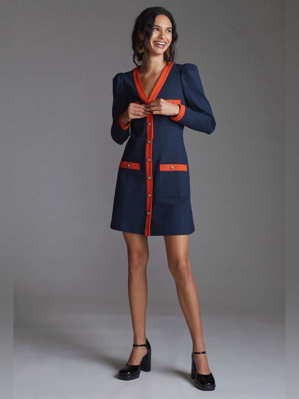 Maeve Ponte Shift Mini Dress